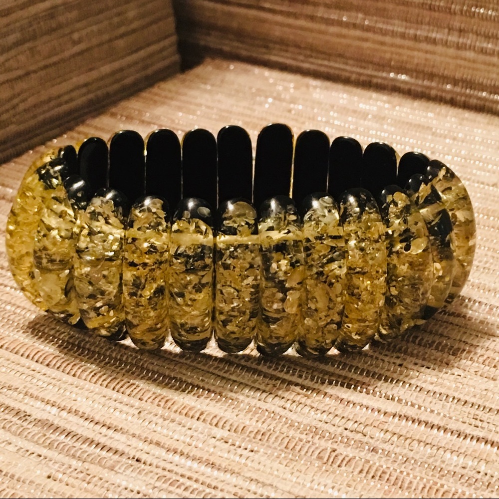 New Wide Stretch Amber Bracelet With Inclusions